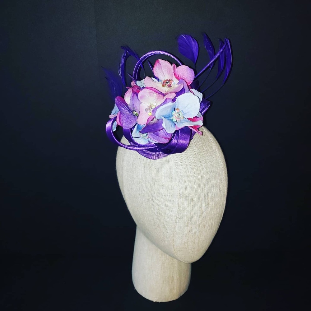 Elegant Purple and Pink Floral Fascinator